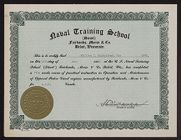 Naval Training School certificate of William J. Mulholland
